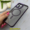 قاب گوشی iPhone 15 Pro Max آیفون پشت طلق شفاف دودی دور سیلیکونی اورجینال فلزی متال کیس Metal Case برند FOCUS PIXEL مگ سیف دار بنفش کد 81478