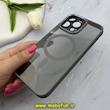 قاب گوشی iPhone 15 Pro Max آیفون پشت طلق شفاف دودی دور سیلیکونی اورجینال فلزی متال کیس Metal Case برند FOCUS PIXEL مگ سیف دار طوسی کد 81479