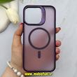 قاب گوشی iPhone 15 Pro Max آیفون متال کیس Metal اورجینال CASE PRO طرح پشت طلق مات دور سیلیکونی استندشو فلزی مگ سیف دار محافظ لنزدار رینگی بنفش کد E21-81467