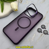 قاب گوشی iPhone 15 Pro Max آیفون متال کیس Metal اورجینال CASE PRO طرح پشت طلق مات دور سیلیکونی استندشو فلزی مگ سیف دار محافظ لنزدار رینگی بنفش کد E21-81467