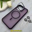 قاب گوشی iPhone 15 Pro Max آیفون متال کیس Metal اورجینال CASE PRO طرح پشت طلق مات دور سیلیکونی استندشو فلزی مگ سیف دار محافظ لنزدار رینگی بنفش کد E21-81467