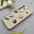 قاب گوشی Galaxy A55 سامسونگ سیلیکونی Solid عروسکی برجسته محافظ لنزدار طرح پاندا کیوت کرم کد 81098