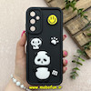 قاب گوشی Galaxy A05S سامسونگ سیلیکونی Solid عروسکی برجسته محافظ لنزدار طرح پاندا کیوت مشکی کد 81152