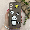 قاب گوشی Galaxy A05S سامسونگ سیلیکونی Solid عروسکی برجسته محافظ لنزدار طرح پاندا کیوت قهوه ای کد 81153