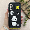 قاب گوشی Galaxy A15 سامسونگ سیلیکونی Solid عروسکی برجسته محافظ لنزدار طرح پاندا کیوت مشکی کد 81154