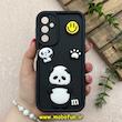 قاب گوشی Galaxy A24 سامسونگ سیلیکونی Solid عروسکی برجسته محافظ لنزدار طرح پاندا کیوت مشکی کد 81155
