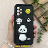 قاب گوشی Galaxy A32 4G سامسونگ سیلیکونی Solid عروسکی برجسته محافظ لنزدار طرح پاندا کیوت مشکی کد 81160