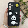 قاب گوشی Galaxy A35 سامسونگ سیلیکونی Solid عروسکی برجسته محافظ لنزدار طرح پاندا کیوت مشکی کد 81162