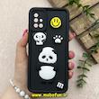 قاب گوشی Galaxy A51 سامسونگ سیلیکونی Solid عروسکی برجسته محافظ لنزدار طرح پاندا کیوت مشکی کد 81163