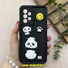 قاب گوشی Galaxy A53 سامسونگ سیلیکونی Solid عروسکی برجسته محافظ لنزدار طرح پاندا کیوت مشکی کد 81165