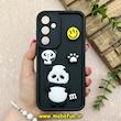 قاب گوشی Galaxy A55 سامسونگ سیلیکونی Solid عروسکی برجسته محافظ لنزدار طرح پاندا کیوت مشکی کد 81168