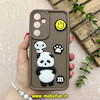قاب گوشی Galaxy A55 سامسونگ سیلیکونی Solid عروسکی برجسته محافظ لنزدار طرح پاندا کیوت قهوه ای کد 81169