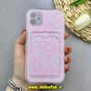 قاب گوشی iPhone 11 آیفون ژله ای فانتزی ایربگ دار درجه یک جاکارتی دار محافظ لنزدار طرح گل کیوت کد 81647