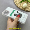 قاب گوشی iPhone 15 آیفون ژله ای فانتزی ایربگ دار درجه یک جاکارتی دار محافظ لنزدار طرح گربه کیوت کد 81726