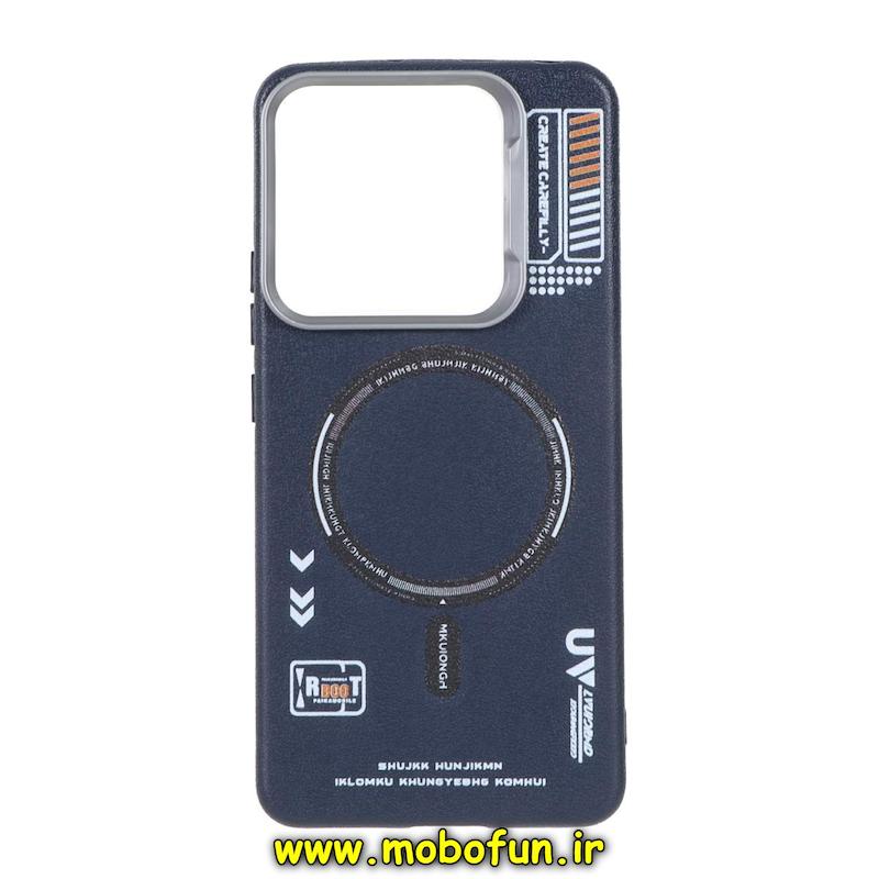 قاب گوشی Redmi Note 14 4G شیائومی لدر دیزاین SOFT Lether Design سیلیکونی طرح چرم مگ سیف سرمه ای کد 73754