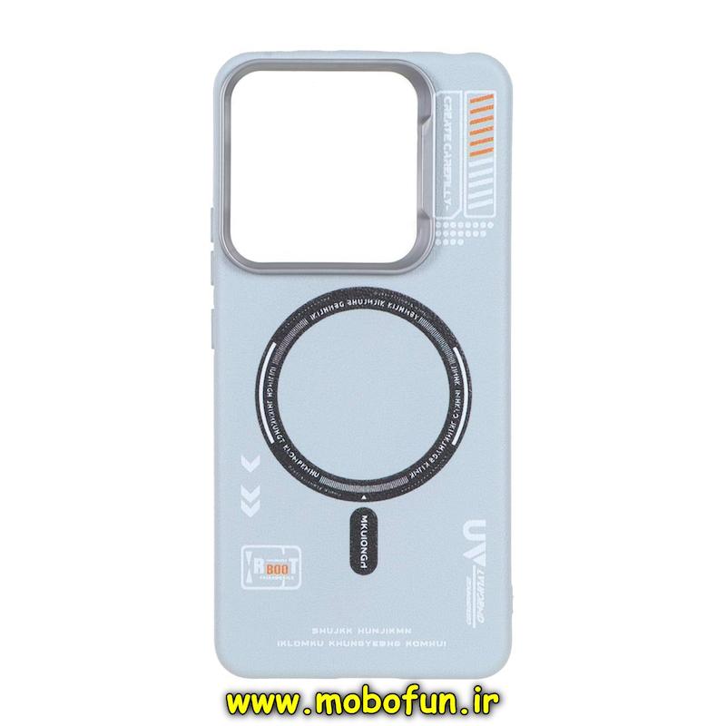 قاب گوشی Redmi Note 14 4G شیائومی لدر دیزاین SOFT Lether Design سیلیکونی طرح چرم مگ سیف آبی روشن کد 73755