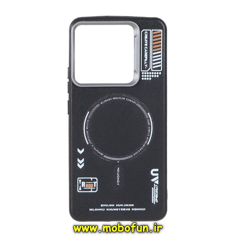 قاب گوشی Redmi Note 14 4G شیائومی لدر دیزاین SOFT Lether Design سیلیکونی طرح چرم مگ سیف مشکی کد 73756