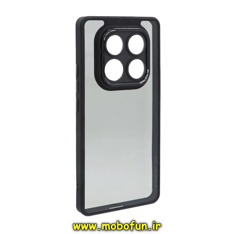 قاب گوشی Redmi Note 14 Pro 4G شیائومی طرح پشت طلق شفاف دور سیلیکونی اورجینال فلزی متال کیس Metal Case برند FOCUS PIXEL مشکی کد 73808