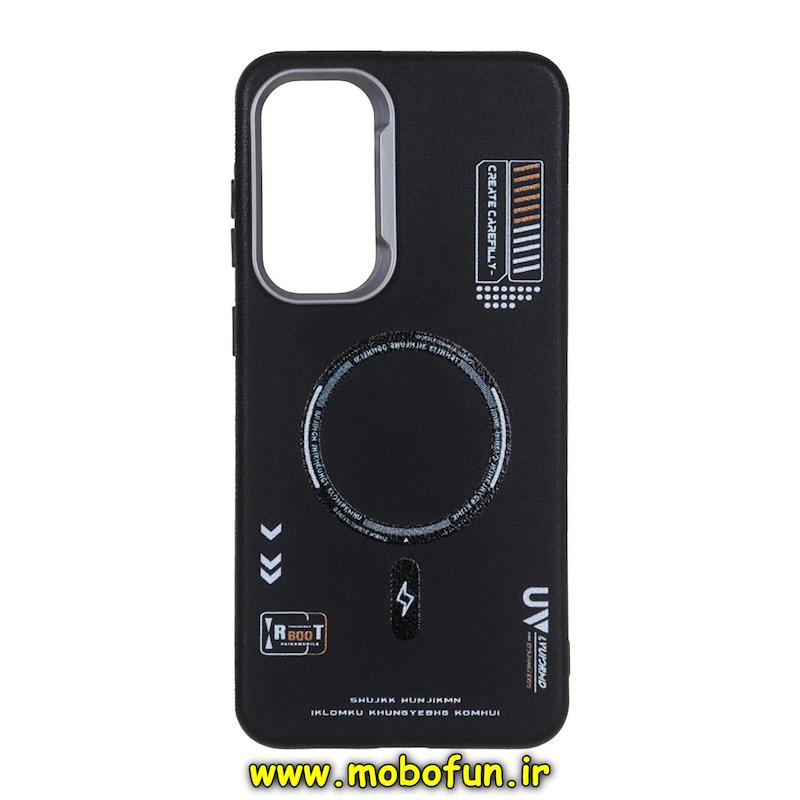 قاب گوشی Galaxy S24 FE سامسونگ لدر دیزاین SOFT Lether Design سیلیکونی طرح چرم مگ سیف مشکی کد 73975