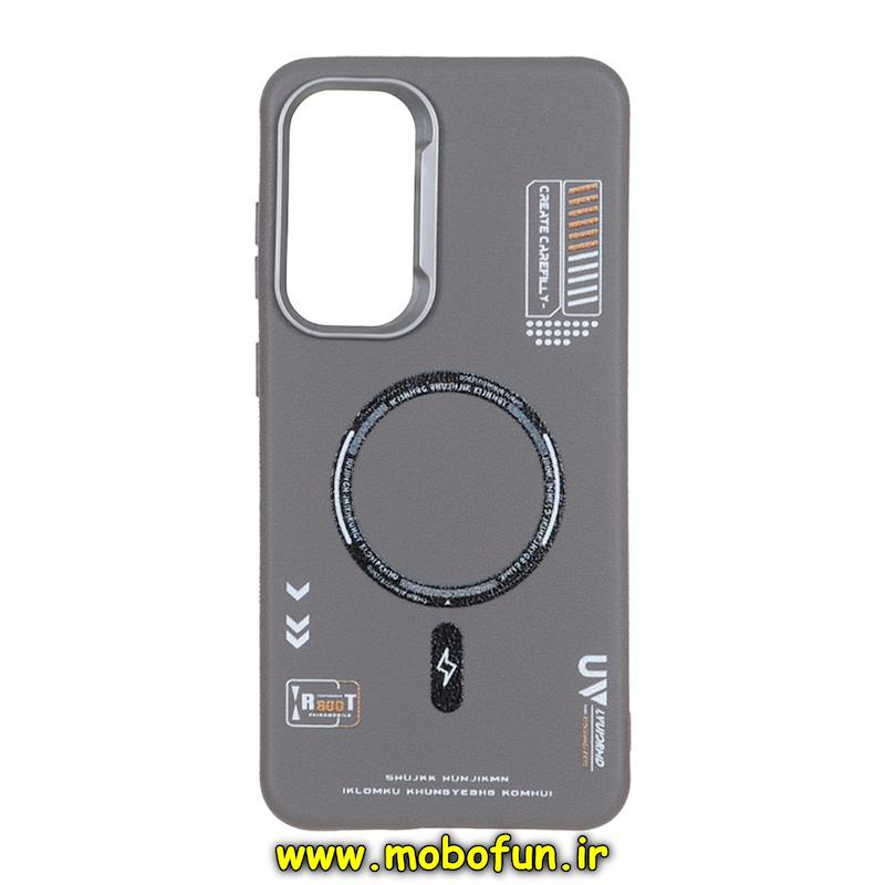 قاب گوشی Galaxy S24 FE سامسونگ لدر دیزاین SOFT Lether Design سیلیکونی طرح چرم مگ سیف خاکستری کد 73976