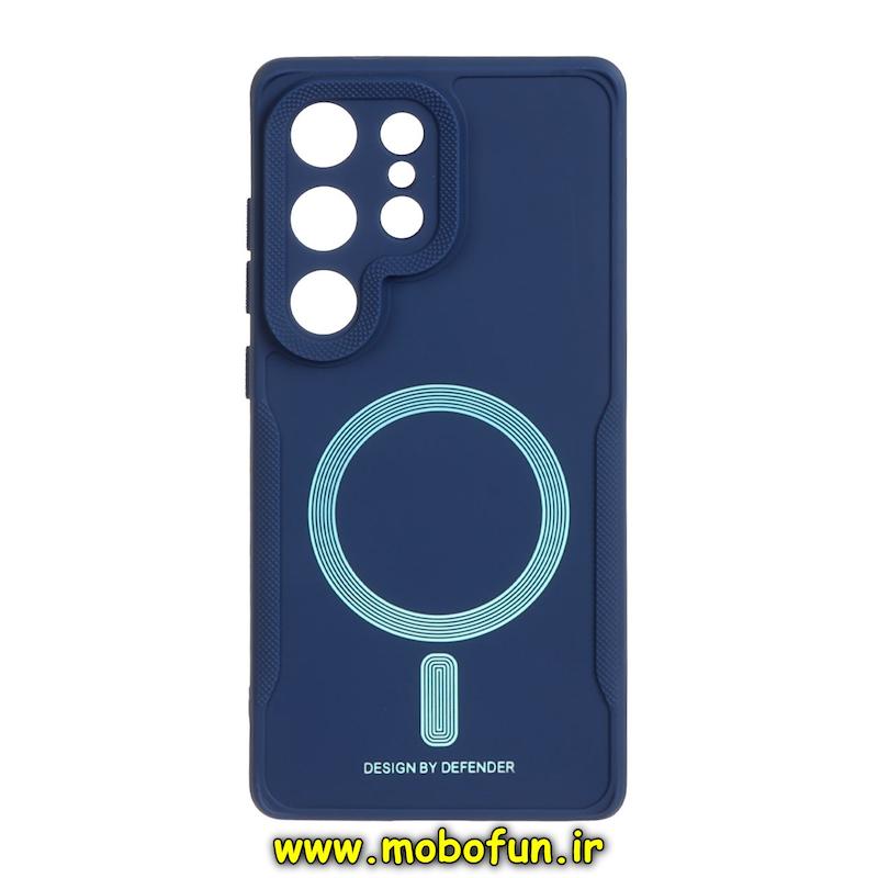 قاب گوشی Galaxy S25 Ultra سامسونگ سیلیکونی سوزنی دیفندر DEFENDER طرح مگ سیف محافظ لنزدار سرمه ای کد 74021