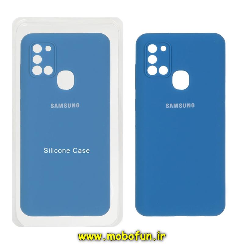 قاب گوشی Galaxy A21S سامسونگ سیلیکونی اورجینال سورا SORA پاک کنی درجه یک زیربسته محافظ لنز دار آبی کد 74242