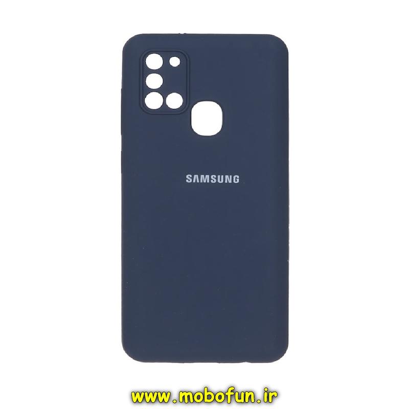 قاب گوشی Galaxy A21S سامسونگ سیلیکونی اورجینال سورا SORA پاک کنی درجه یک زیربسته محافظ لنز دار سرمه ای کد 74243