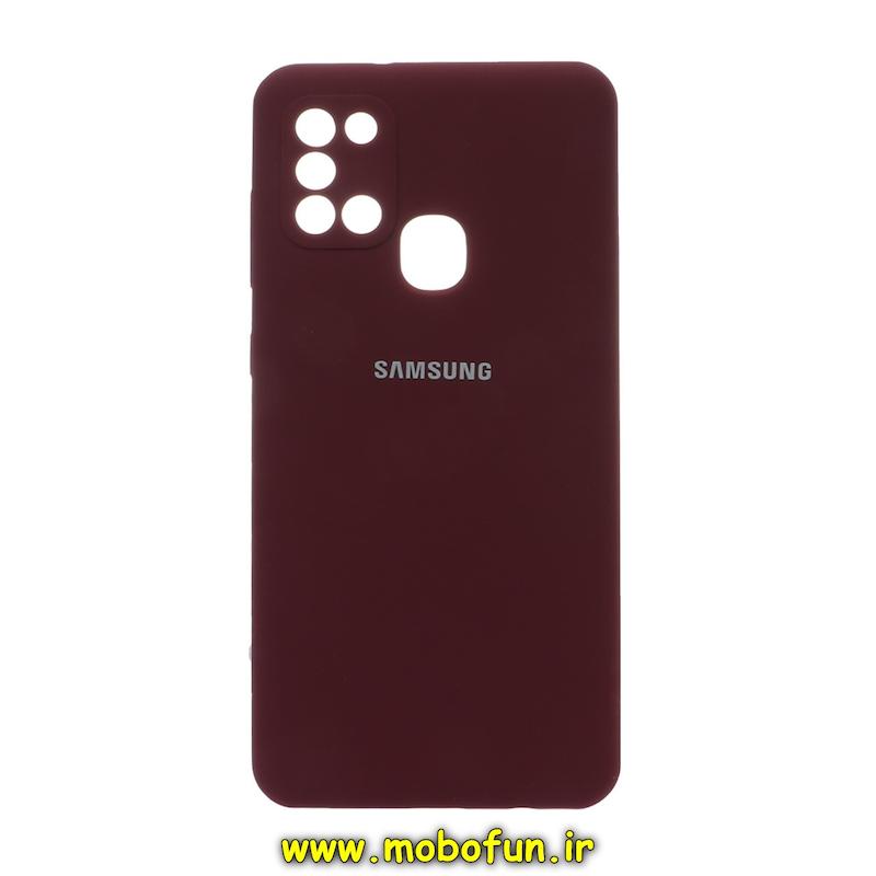 قاب گوشی Galaxy A21S سامسونگ سیلیکونی اورجینال سورا SORA پاک کنی درجه یک زیربسته محافظ لنز دار زرشکی کد 74246