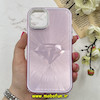 قاب گوشی iPhone 11 آیفون لیزری الماسی لاکچری اورجینال Mobile Case لنز نگین دار دوتیکه بنفش کد 82355
