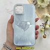 قاب گوشی iPhone 11 آیفون لیزری الماسی لاکچری اورجینال Mobile Case لنز نگین دار دوتیکه آبی کد 82358