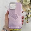 قاب گوشی iPhone 13 Pro Max آیفون لیزری الماسی لاکچری اورجینال Mobile Case لنز نگین دار دوتیکه بنفش کد 82382