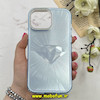 قاب گوشی iPhone 13 Pro Max آیفون لیزری الماسی لاکچری اورجینال Mobile Case لنز نگین دار دوتیکه آبی کد 82383