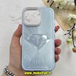 قاب گوشی iPhone 13 Pro آیفون لیزری الماسی لاکچری اورجینال Mobile Case لنز نگین دار دوتیکه آبی کد 82378