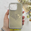 قاب گوشی iPhone 13 Pro آیفون لیزری الماسی لاکچری اورجینال Mobile Case لنز نگین دار دوتیکه خاکستری کد 82379