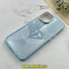 قاب گوشی iPhone 13 / iPhone 14 آیفون لیزری الماسی لاکچری اورجینال Mobile Case لنز نگین دار دوتیکه آبی کد 82373