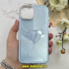 قاب گوشی iPhone 13 / iPhone 14 آیفون لیزری الماسی لاکچری اورجینال Mobile Case لنز نگین دار دوتیکه آبی کد 82373