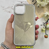 قاب گوشی iPhone 13 / iPhone 14 آیفون لیزری الماسی لاکچری اورجینال Mobile Case لنز نگین دار دوتیکه خاکستری کد 82374