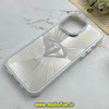 قاب گوشی iPhone 14 Pro Max آیفون لیزری الماسی لاکچری اورجینال Mobile Case لنز نگین دار دوتیکه نقره ای کد 82394