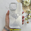 قاب گوشی iPhone 14 Pro Max آیفون لیزری الماسی لاکچری اورجینال Mobile Case لنز نگین دار دوتیکه نقره ای کد 82394