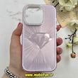 قاب گوشی iPhone 14 Pro آیفون لیزری الماسی لاکچری اورجینال Mobile Case لنز نگین دار دوتیکه بنفش کد 82386