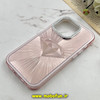 قاب گوشی iPhone 14 Pro آیفون لیزری الماسی لاکچری اورجینال Mobile Case لنز نگین دار دوتیکه رزگلد کد 82387