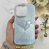 قاب گوشی iPhone 14 Pro آیفون لیزری الماسی لاکچری اورجینال Mobile Case لنز نگین دار دوتیکه آبی کد 82388