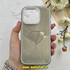 قاب گوشی iPhone 14 Pro آیفون لیزری الماسی لاکچری اورجینال Mobile Case لنز نگین دار دوتیکه خاکستری کد 82389