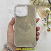 قاب گوشی iPhone 15 Pro Max آیفون لیزری الماسی لاکچری اورجینال Mobile Case لنز نگین دار دوتیکه خاکستری کد 82405