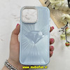 قاب گوشی iPhone 15 Pro Max آیفون لیزری الماسی لاکچری اورجینال Mobile Case لنز نگین دار دوتیکه آبی کد 82408
