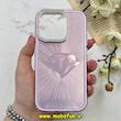 قاب گوشی iPhone 15 Pro آیفون لیزری الماسی لاکچری اورجینال Mobile Case لنز نگین دار دوتیکه بنفش کد 82399