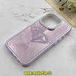 قاب گوشی iPhone 15 Pro آیفون لیزری الماسی لاکچری اورجینال Mobile Case لنز نگین دار دوتیکه بنفش کد 82399