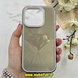 قاب گوشی iPhone 15 Pro آیفون لیزری الماسی لاکچری اورجینال Mobile Case لنز نگین دار دوتیکه خاکستری کد 82400
