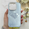 قاب گوشی iPhone 15 Pro آیفون لیزری الماسی لاکچری اورجینال Mobile Case لنز نگین دار دوتیکه آبی کد 82401