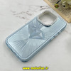 قاب گوشی iPhone 15 Pro آیفون لیزری الماسی لاکچری اورجینال Mobile Case لنز نگین دار دوتیکه آبی کد 82401